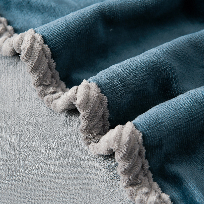 91家纺网 家纺一手货源 找家纺 妮恒美家纺 2025新款斜纹边贴标牛奶绒四件套 斜纹边-藏蓝＋深灰