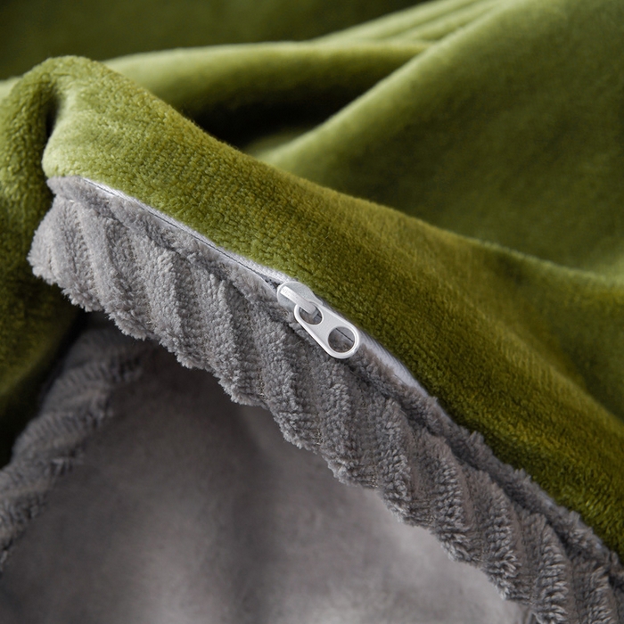 91家纺网 家纺一手货源 找家纺 妮恒美家纺 2025新款斜纹边贴标牛奶绒四件套 斜纹边-草绿＋浅灰