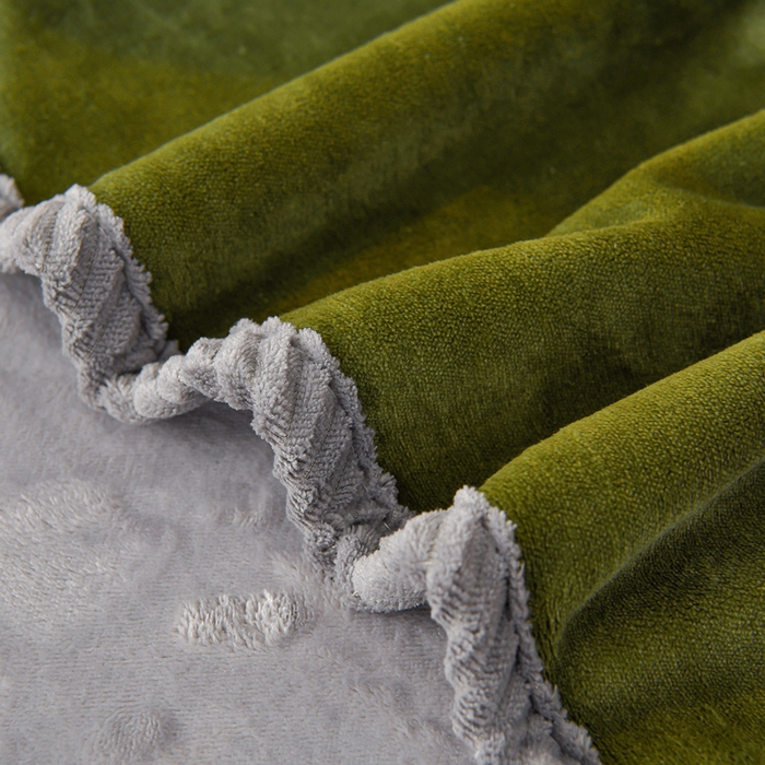 91家纺网 家纺一手货源 找家纺 妮恒美家纺 2025新款斜纹边贴标牛奶绒四件套 斜纹边-草绿＋浅灰