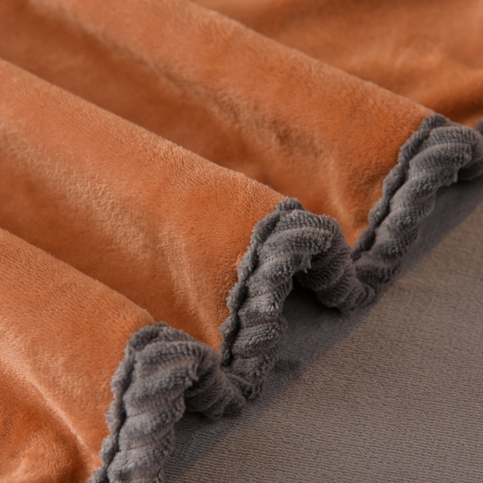 91家纺网 家纺一手货源 找家纺 妮恒美家纺 2025新款斜纹边贴标牛奶绒四件套 斜纹边-焦糖＋浅灰