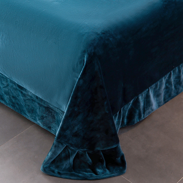 91家纺网 家纺一手货源 找家纺 妮恒美家纺 2025新款斜纹边贴标牛奶绒四件套 斜纹边-拿铁＋藏蓝