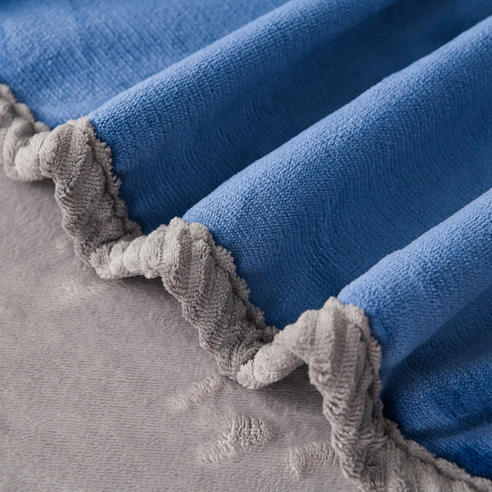 91家纺网 家纺一手货源 找家纺 妮恒美家纺 2025新款斜纹边贴标牛奶绒四件套 斜纹边-深蓝＋浅灰