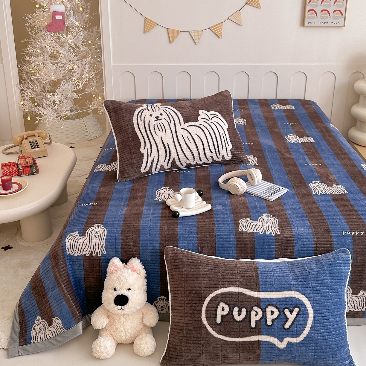 91家纺网 家纺一手货源 找家纺 （总）RYB红黄兰 2025新款设计师原创数码印花牛奶绒夹棉床盖三件套