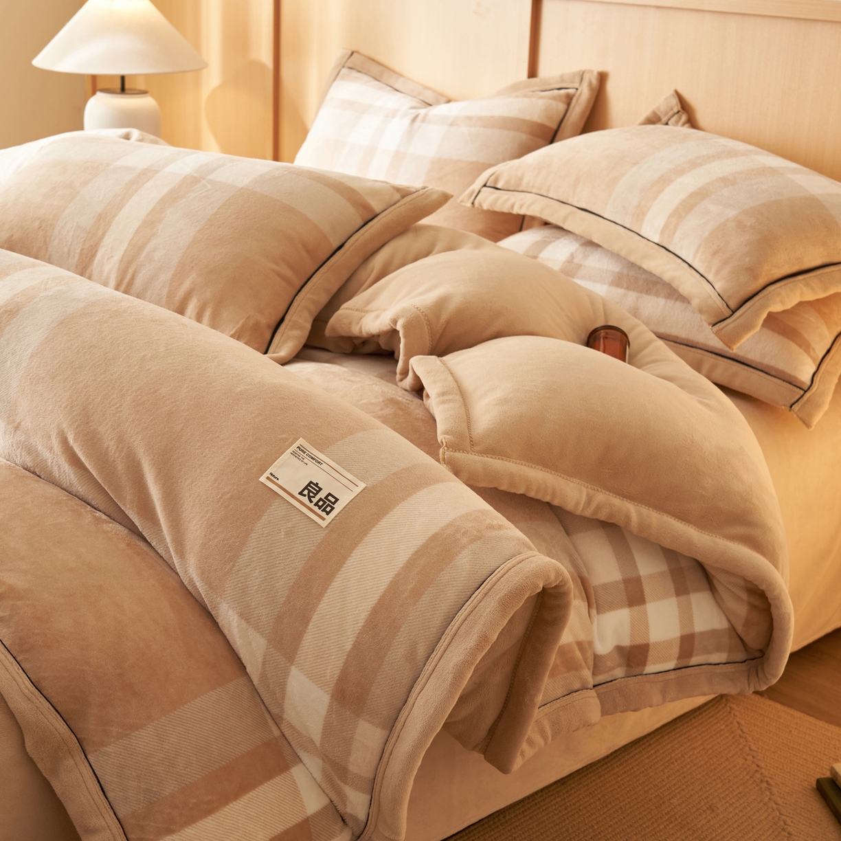 寐绸家纺 2025新款牛奶绒无印风单被套 无印风被套-大咖格