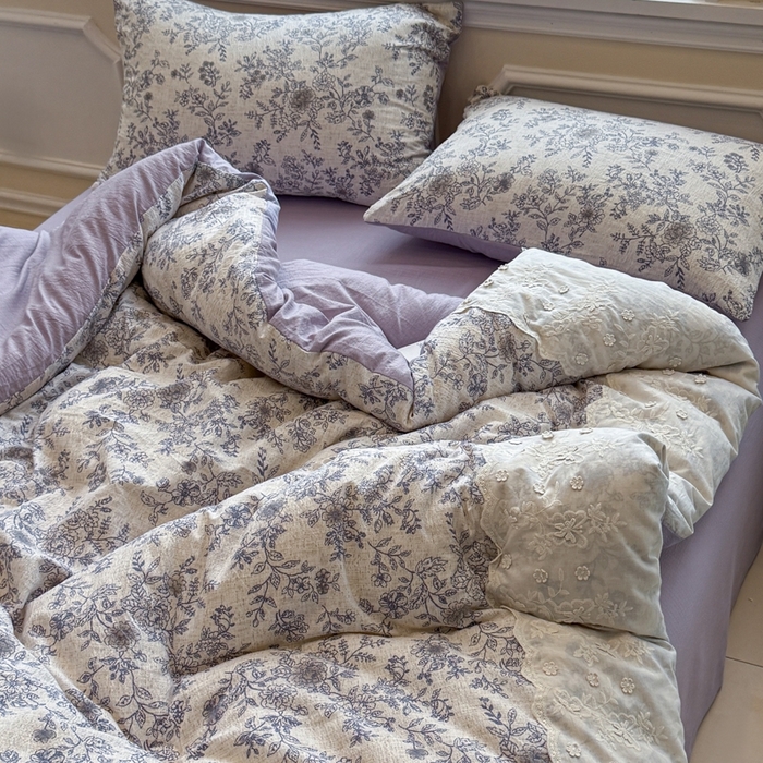 91家纺网 家纺一手货源 找家纺 尊妙被业 2025新款原麻色织全棉花边冬被被子被芯