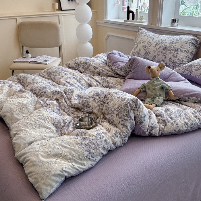 91家纺网 家纺一手货源 找家纺 尊妙被业 2025新款原麻色织全棉花边冬被被子被芯