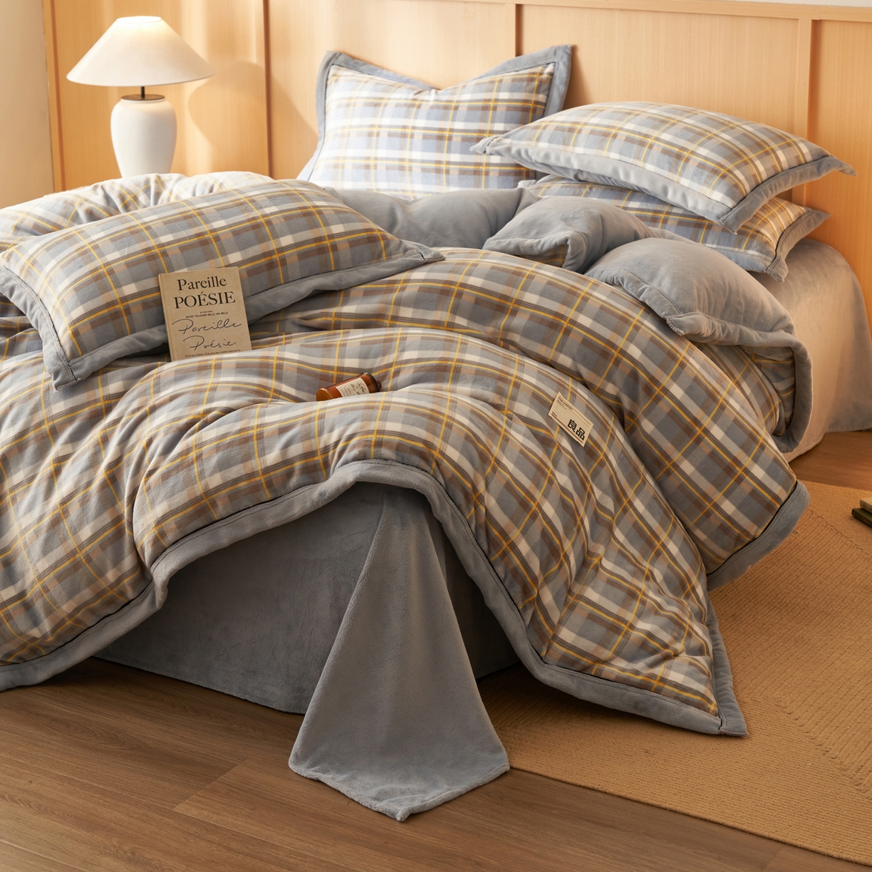 91家纺网 家纺一手货源 找家纺 寐绸家纺 2025新款牛奶绒无印风单被套 无印风被套-莫妮卡