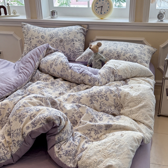 91家纺网 家纺一手货源 找家纺 尊妙被业 2025新款原麻色织全棉花边冬被被子被芯