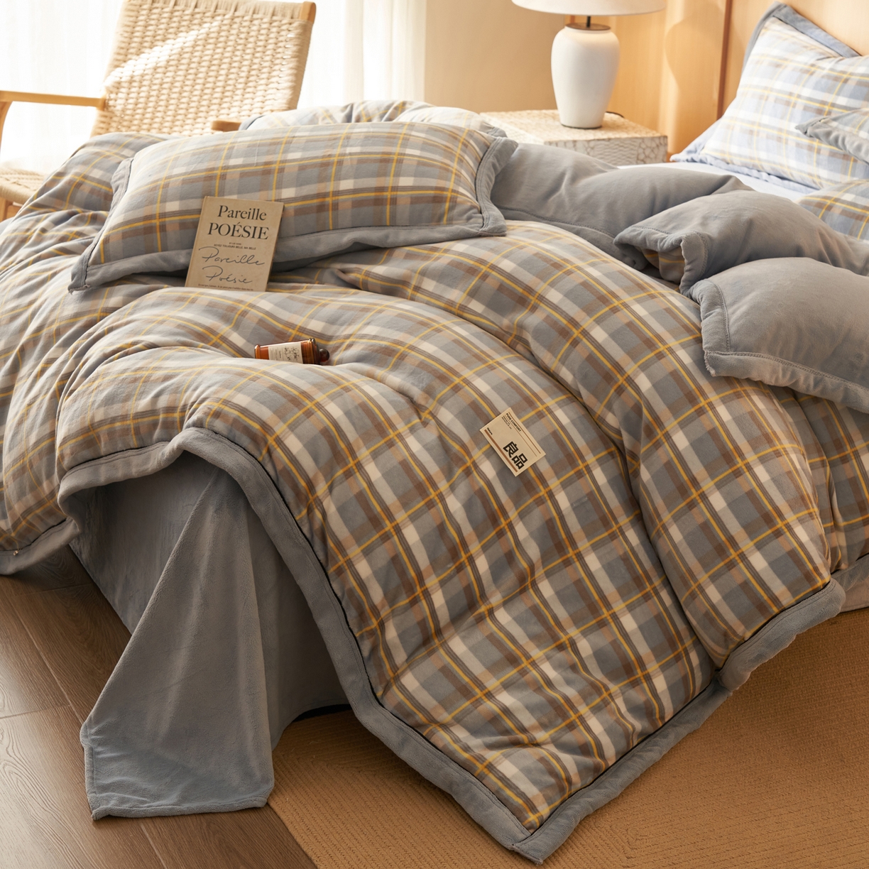 91家纺网 家纺一手货源 找家纺 寐绸家纺 2025新款牛奶绒无印风单被套 无印风被套-莫妮卡