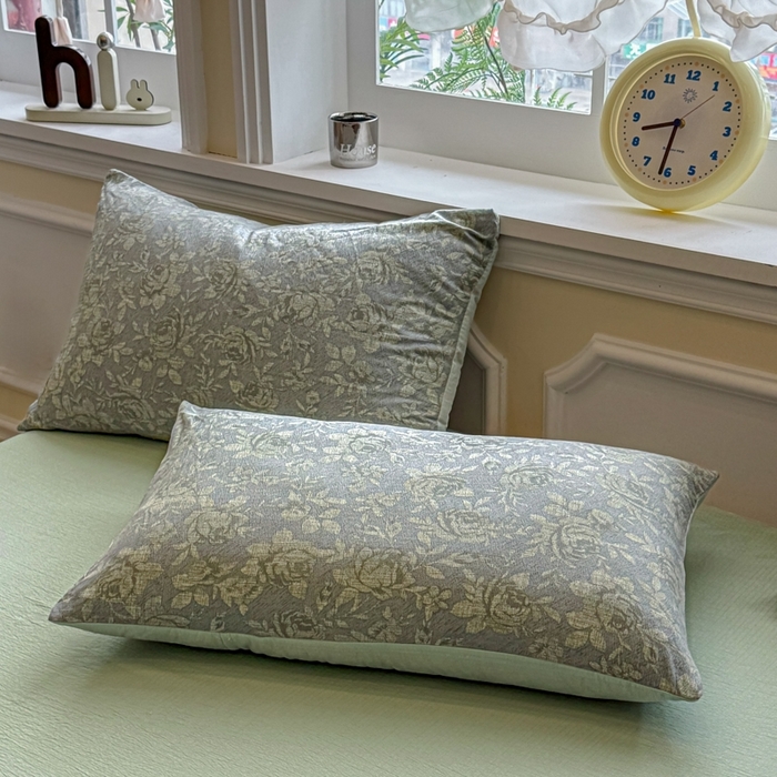 91家纺网 家纺一手货源 找家纺 尊妙被业 2025新款原麻色织全棉花边冬被被子被芯 晚茵绿