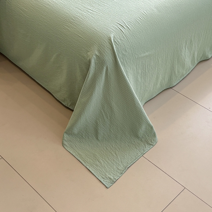 91家纺网 家纺一手货源 找家纺 尊妙被业 2025新款原麻色织全棉花边冬被被子被芯 晚茵绿