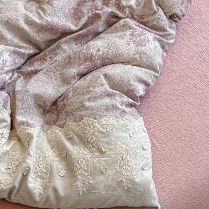 91家纺网 家纺一手货源 找家纺 尊妙被业 2025新款原麻色织全棉花边冬被被子被芯 知音咖