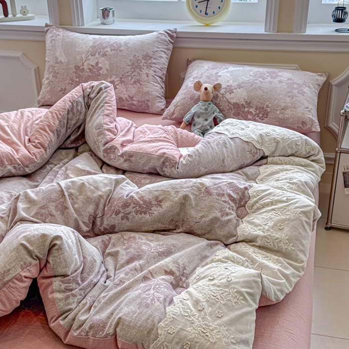 91家纺网 家纺一手货源 找家纺 尊妙被业 2025新款原麻色织全棉花边冬被被子被芯 知音咖