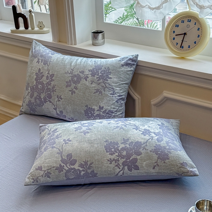 91家纺网 家纺一手货源 找家纺 尊妙被业 2025新款原麻色织全棉花边冬被被子被芯 知音蓝