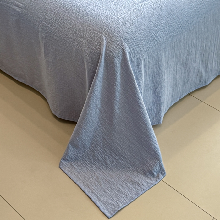 91家纺网 家纺一手货源 找家纺 尊妙被业 2025新款原麻色织全棉花边冬被被子被芯 知音蓝