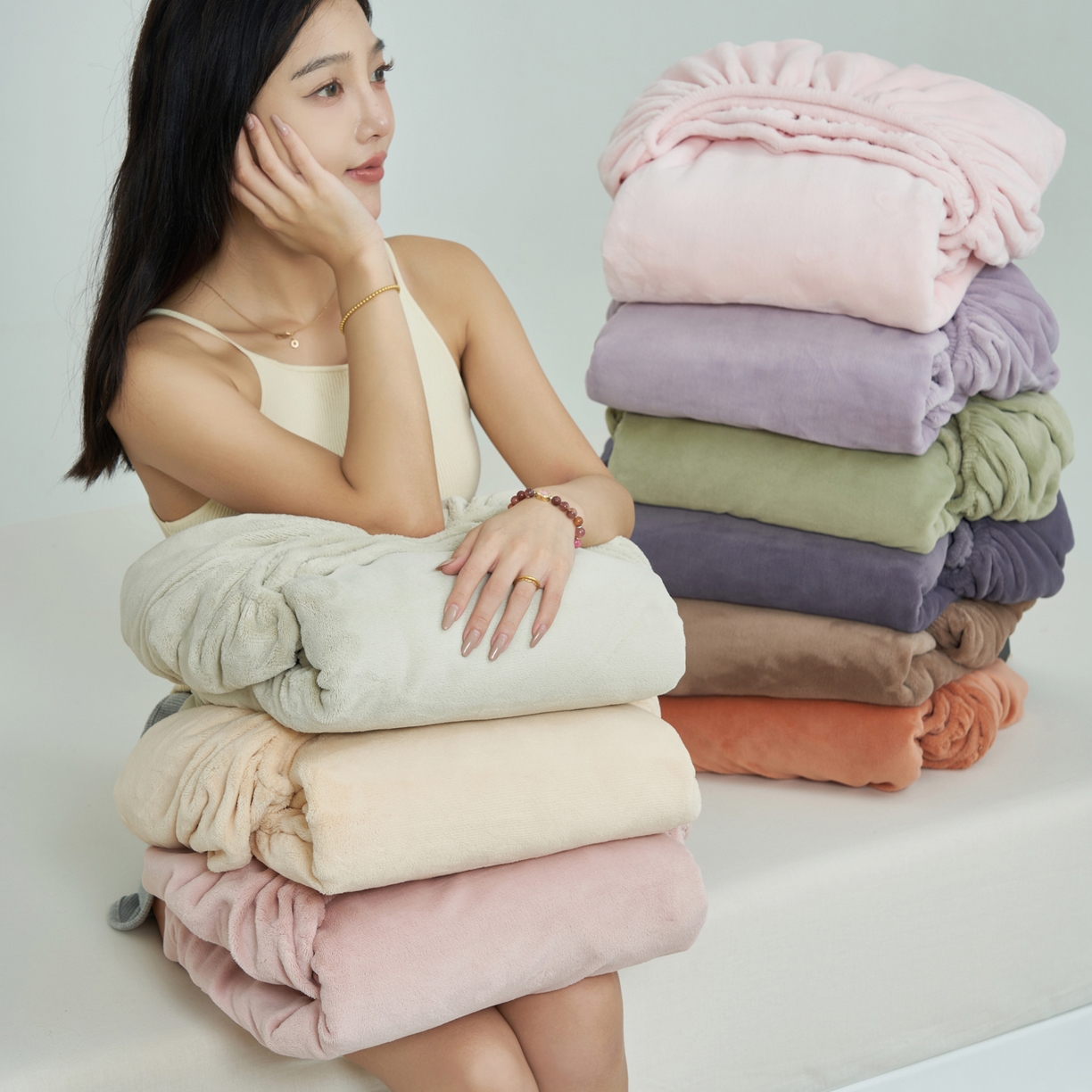 91家纺网 家纺一手货源 找家纺 （总）寐绸家纺 2025新款牛奶绒纯色暖绒床笠