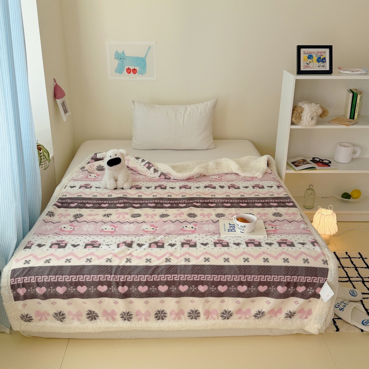 91家纺网 家纺一手货源 找家纺 顾里家纺 2025新款ins韩系少女牛奶羊羔绒盖毯毛毯 费尔岛巧奶昔