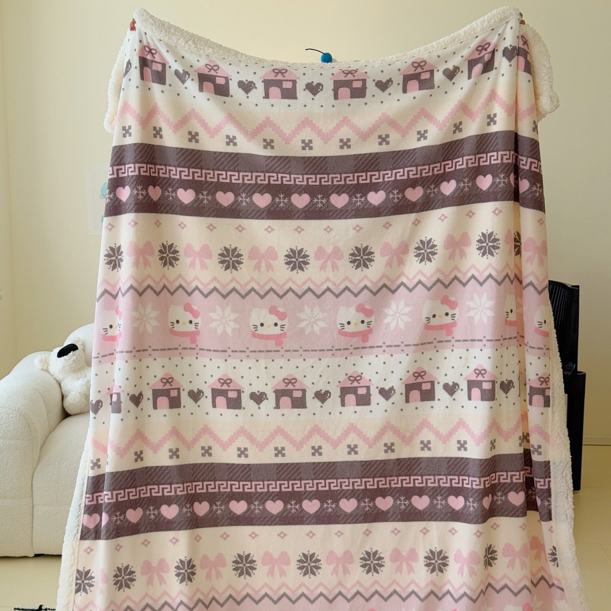 91家纺网 家纺一手货源 找家纺 顾里家纺 2025新款ins韩系少女牛奶羊羔绒盖毯毛毯 费尔岛巧奶昔