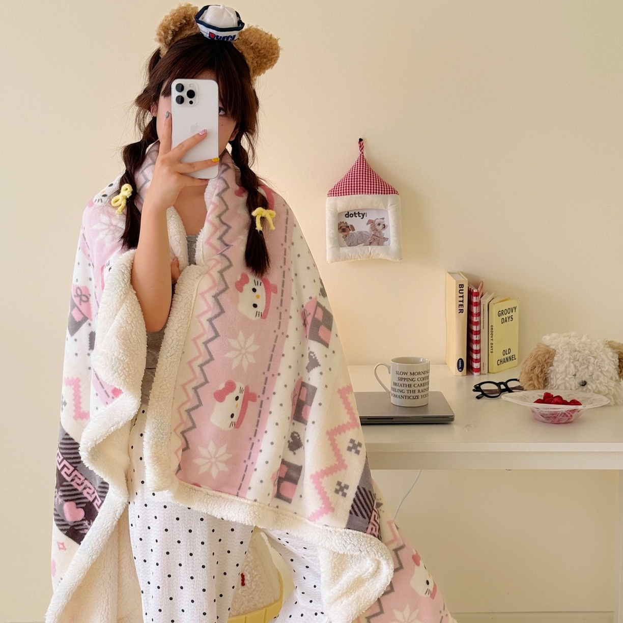 91家纺网 家纺一手货源 找家纺 顾里家纺 2025新款ins韩系少女牛奶羊羔绒盖毯毛毯 费尔岛巧奶昔