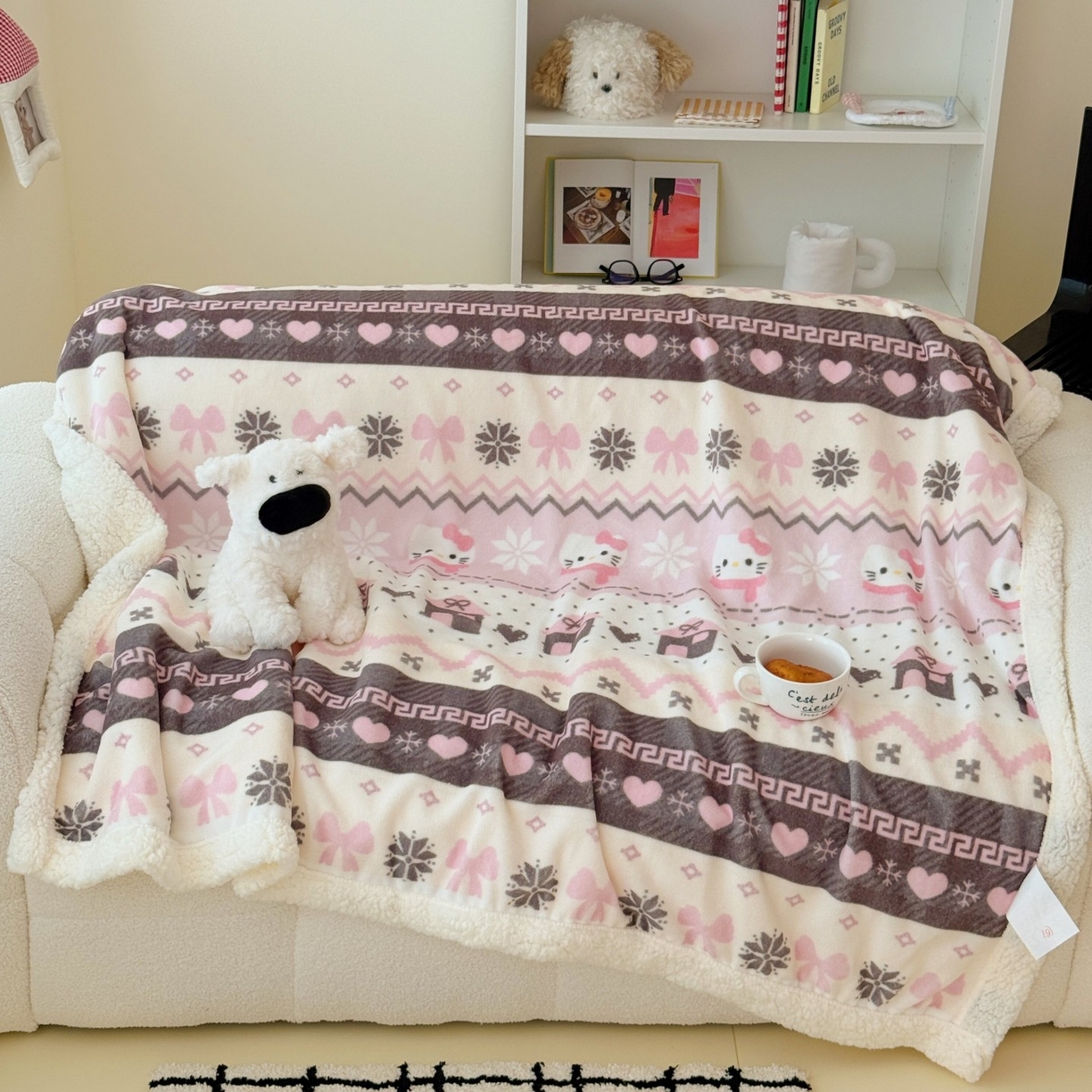 91家纺网 家纺一手货源 找家纺 顾里家纺 2025新款ins韩系少女牛奶羊羔绒盖毯毛毯 费尔岛巧奶昔