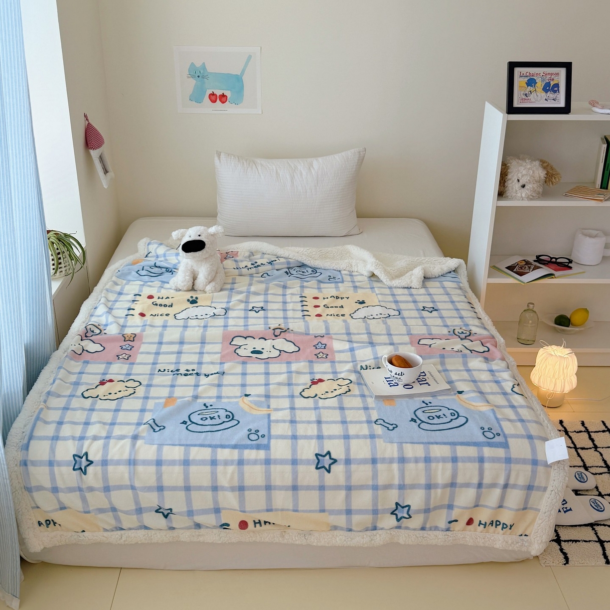 91家纺网 家纺一手货源 找家纺 （总）顾里家纺 2025新款ins韩系少女牛奶羊羔绒盖毯毛毯