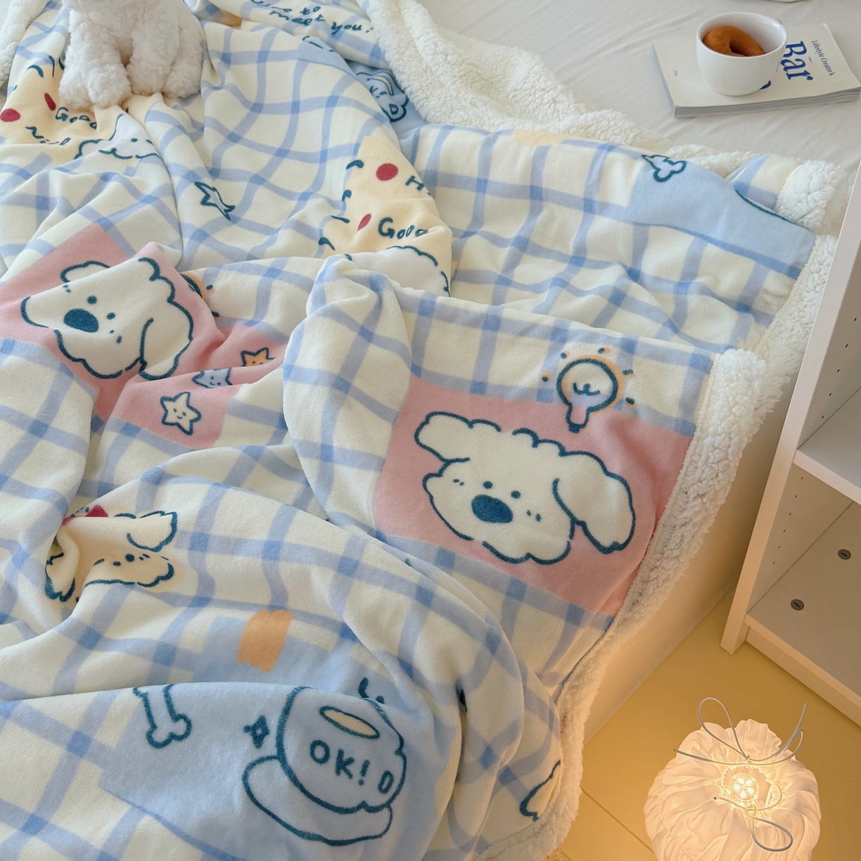 91家纺网 家纺一手货源 找家纺 （总）顾里家纺 2025新款ins韩系少女牛奶羊羔绒盖毯毛毯