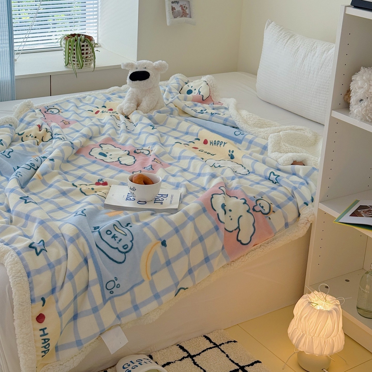 91家纺网 家纺一手货源 找家纺 （总）顾里家纺 2025新款ins韩系少女牛奶羊羔绒盖毯毛毯