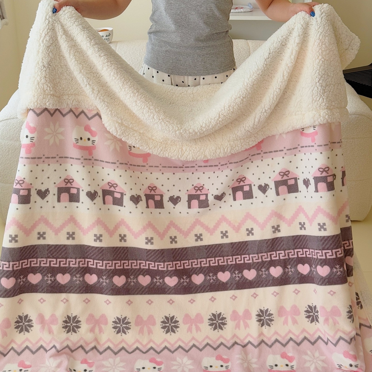 91家纺网 家纺一手货源 找家纺 顾里家纺 2025新款ins韩系少女牛奶羊羔绒盖毯毛毯 费尔岛巧奶昔