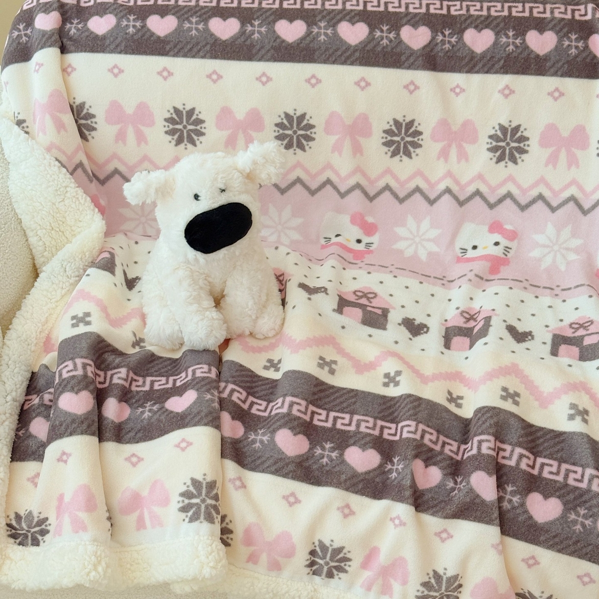 91家纺网 家纺一手货源 找家纺 顾里家纺 2025新款ins韩系少女牛奶羊羔绒盖毯毛毯 费尔岛巧奶昔