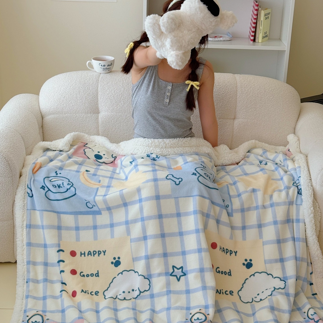 91家纺网 家纺一手货源 找家纺 （总）顾里家纺 2025新款ins韩系少女牛奶羊羔绒盖毯毛毯