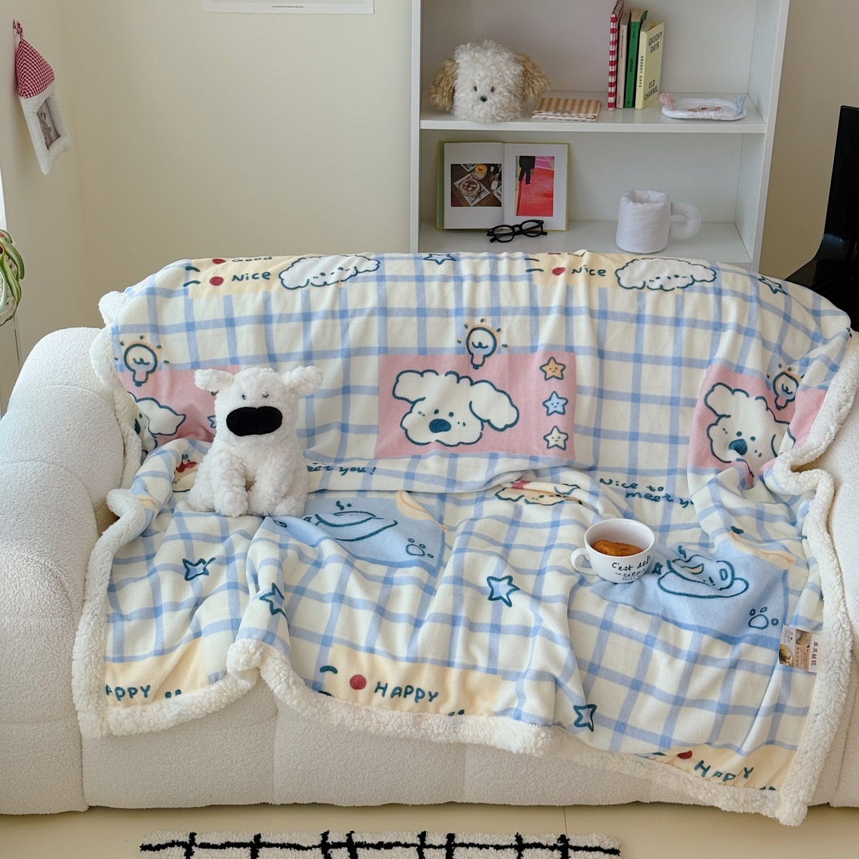 91家纺网 家纺一手货源 找家纺 （总）顾里家纺 2025新款ins韩系少女牛奶羊羔绒盖毯毛毯