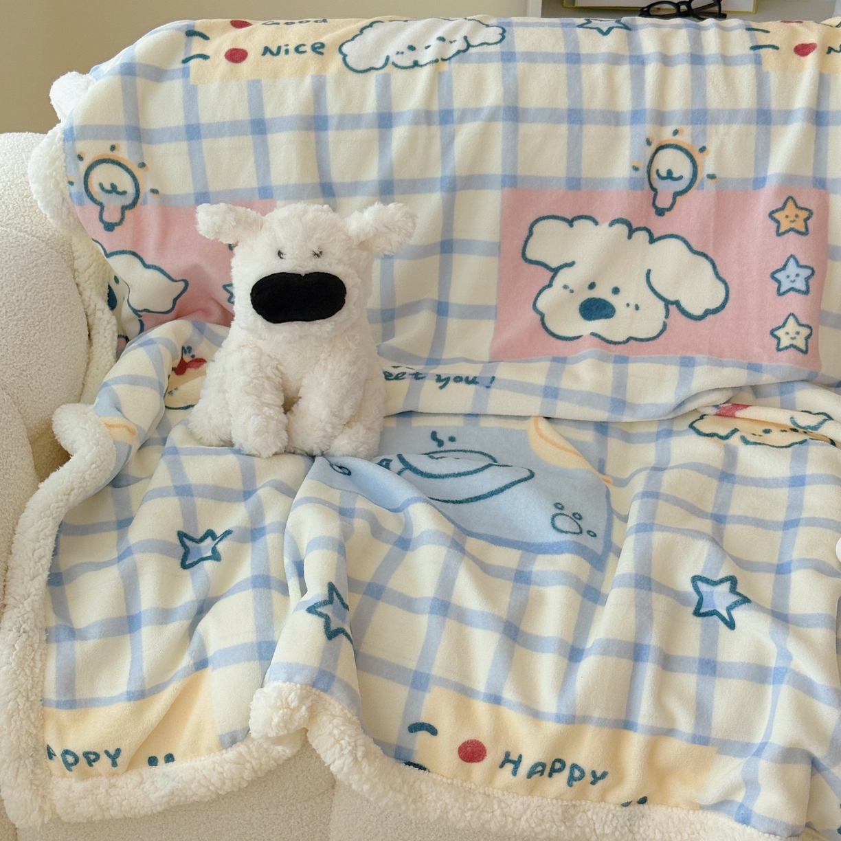 91家纺网 家纺一手货源 找家纺 （总）顾里家纺 2025新款ins韩系少女牛奶羊羔绒盖毯毛毯