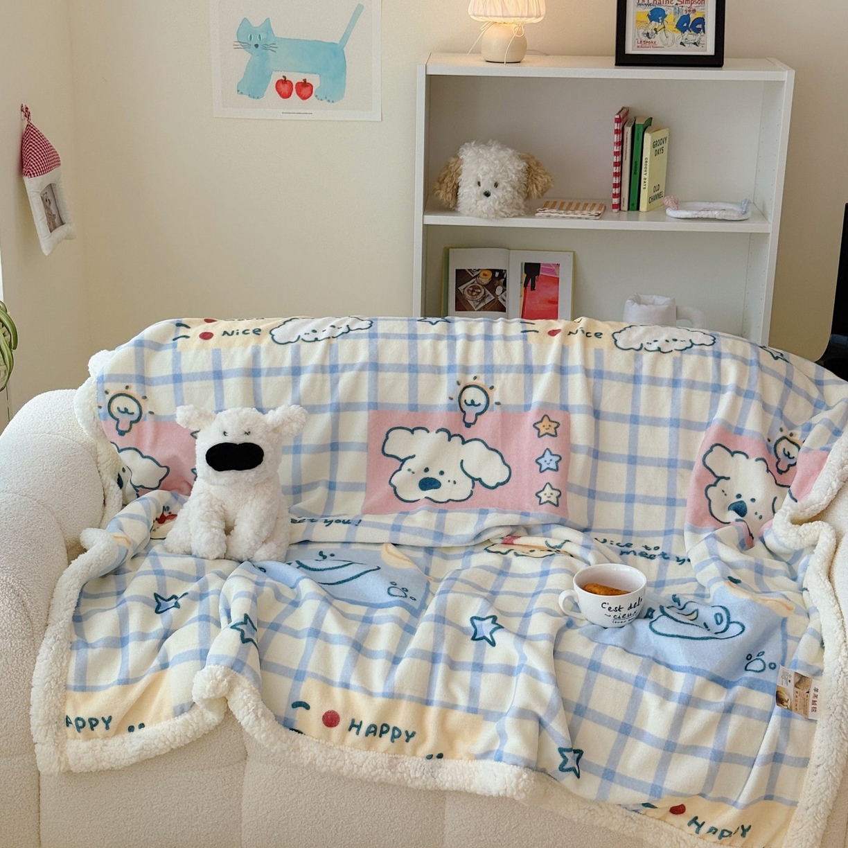 91家纺网 家纺一手货源 找家纺 （总）顾里家纺 2025新款ins韩系少女牛奶羊羔绒盖毯毛毯