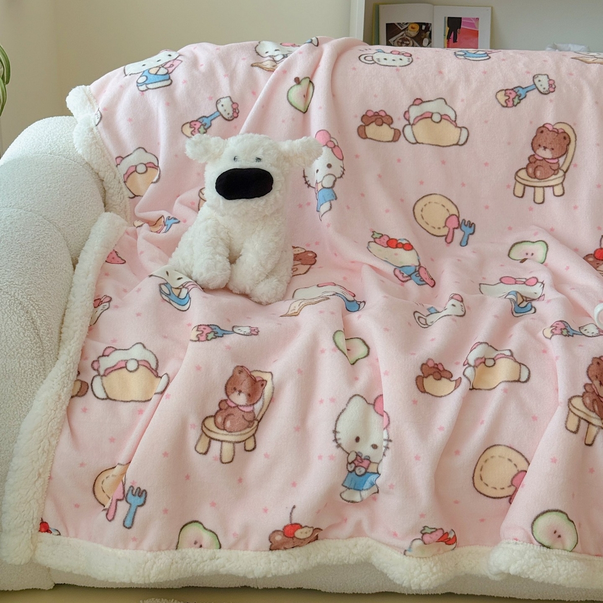 91家纺网 家纺一手货源 找家纺 顾里家纺 2025新款ins韩系少女牛奶羊羔绒盖毯毛毯 猫咪梦想