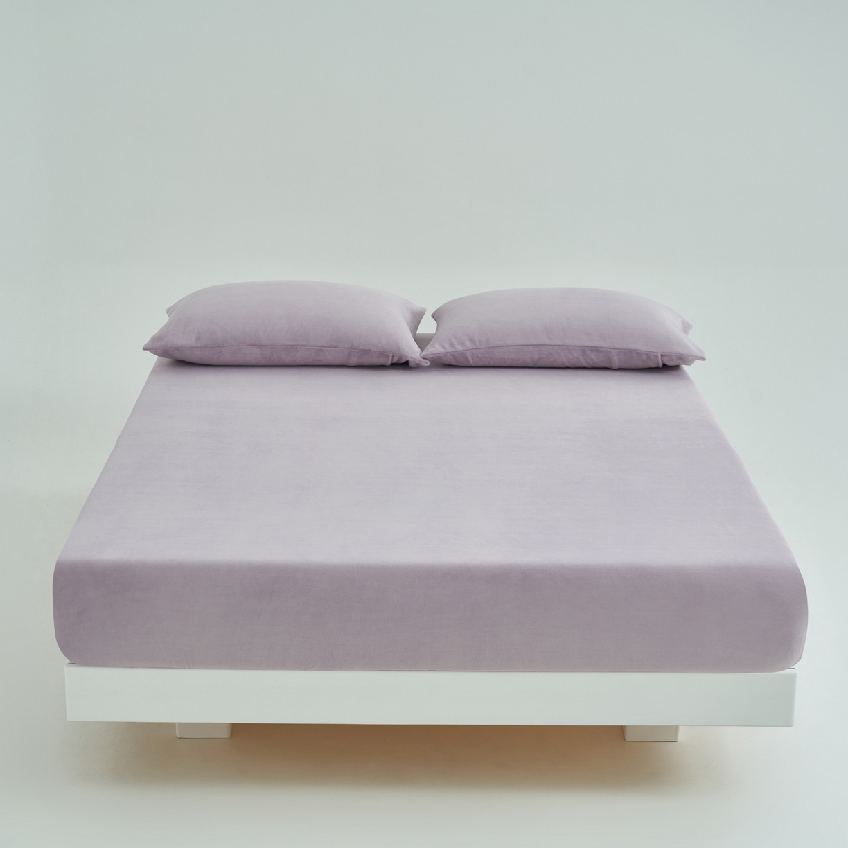 91家纺网 家纺一手货源 找家纺 寐绸家纺 2025新款牛奶绒纯色暖绒床笠 暖绒床笠-淡紫