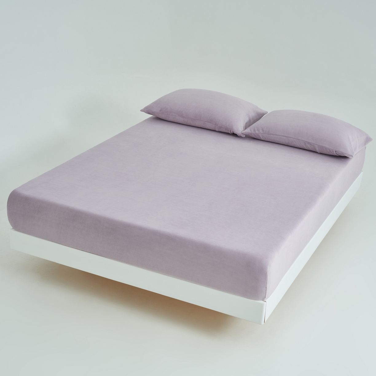 91家纺网 家纺一手货源 找家纺 寐绸家纺 2025新款牛奶绒纯色暖绒床笠 暖绒床笠-淡紫