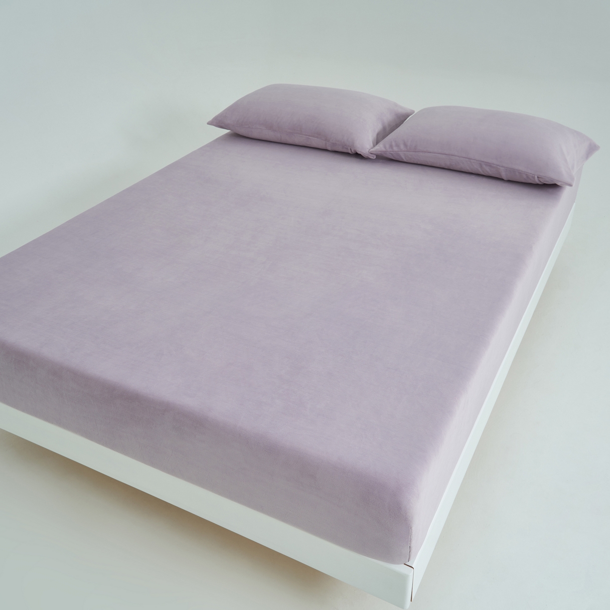 91家纺网 家纺一手货源 找家纺 寐绸家纺 2025新款牛奶绒纯色暖绒床笠 暖绒床笠-淡紫