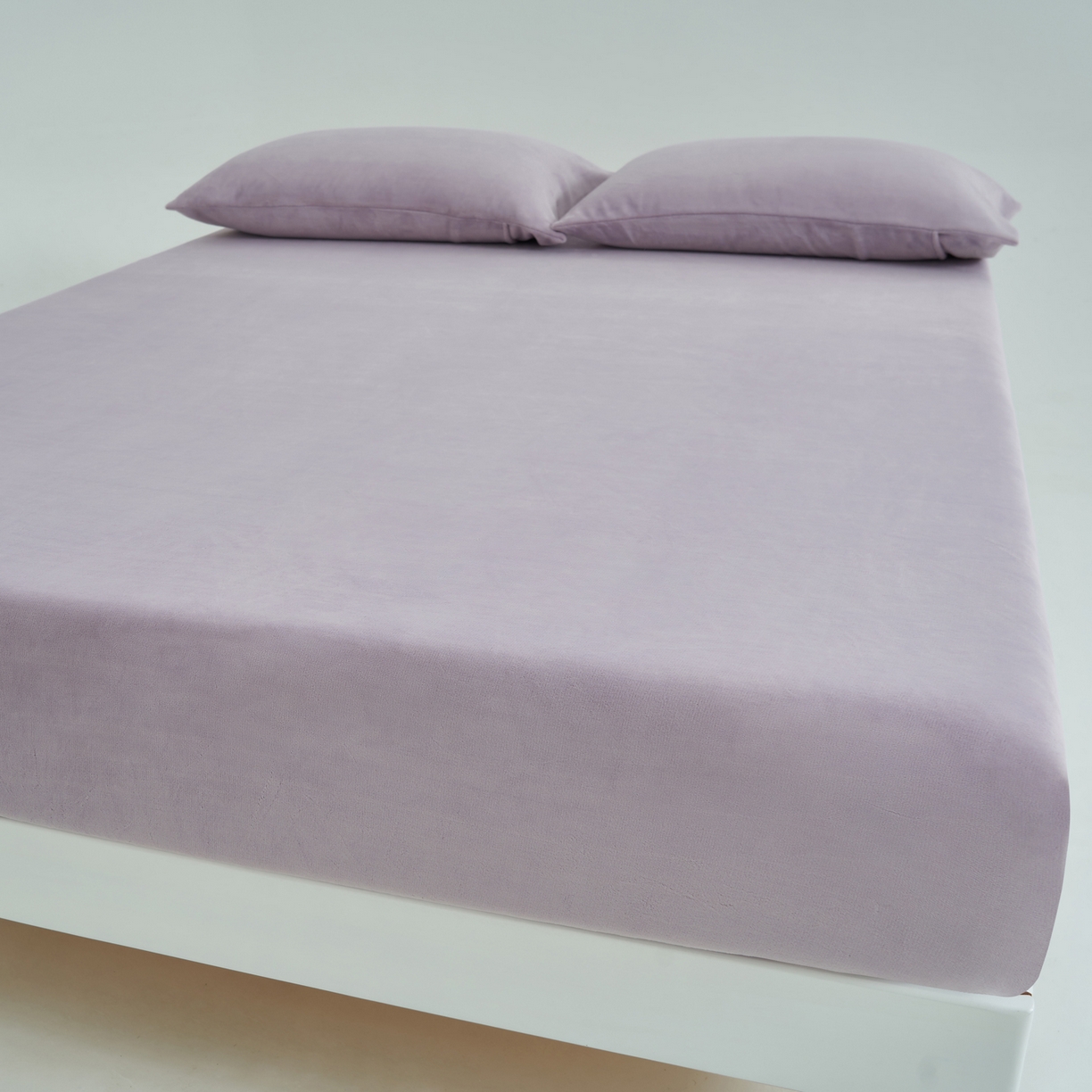 91家纺网 家纺一手货源 找家纺 寐绸家纺 2025新款牛奶绒纯色暖绒床笠 暖绒床笠-淡紫