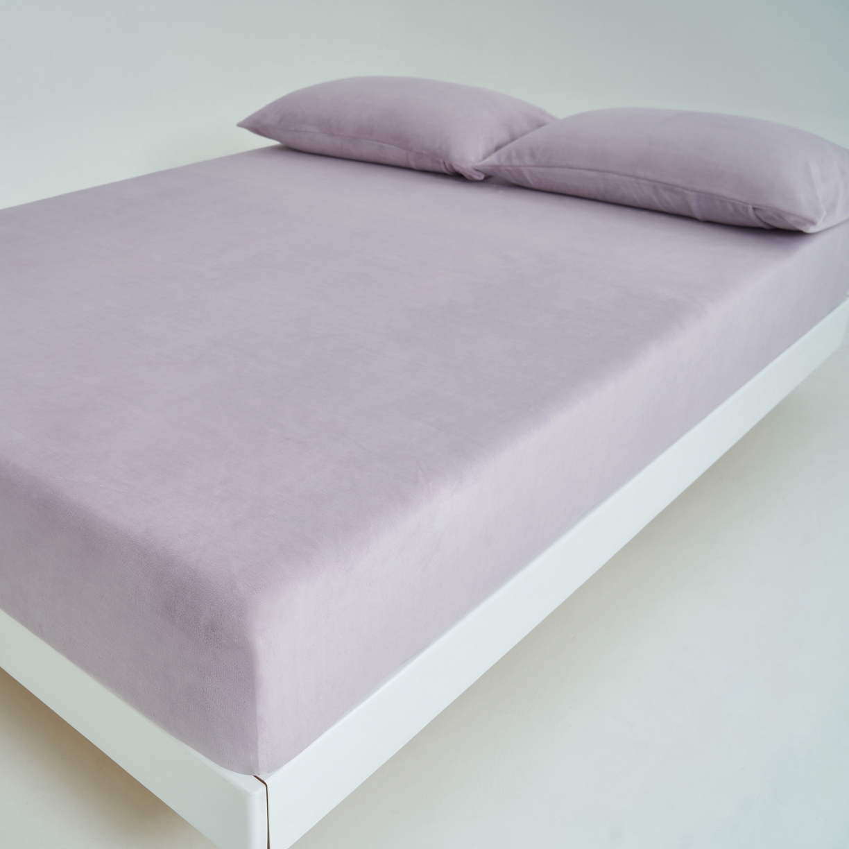 91家纺网 家纺一手货源 找家纺 寐绸家纺 2025新款牛奶绒纯色暖绒床笠 暖绒床笠-淡紫