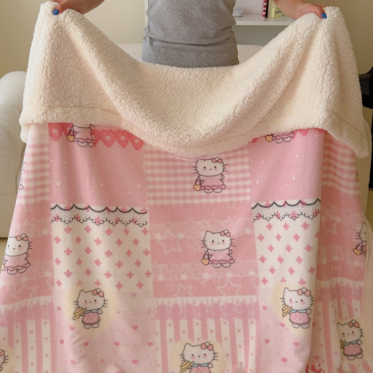 91家纺网 家纺一手货源 找家纺 顾里家纺 2025新款ins韩系少女牛奶羊羔绒盖毯毛毯 喵友派对