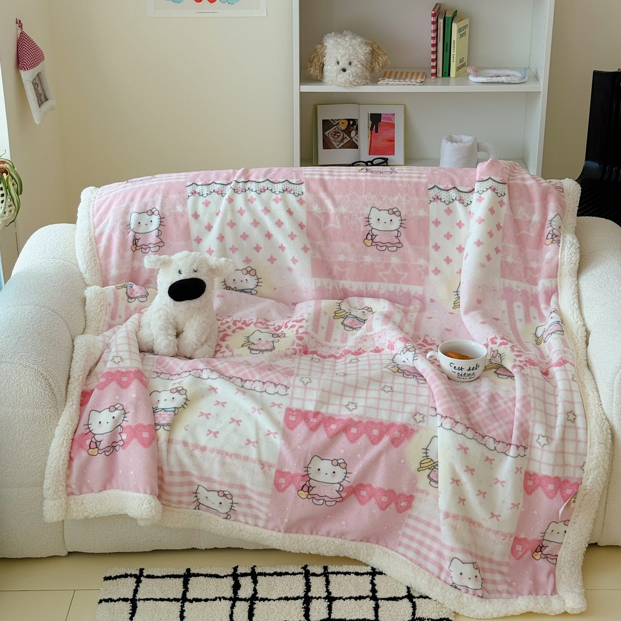 91家纺网 家纺一手货源 找家纺 顾里家纺 2025新款ins韩系少女牛奶羊羔绒盖毯毛毯 喵友派对