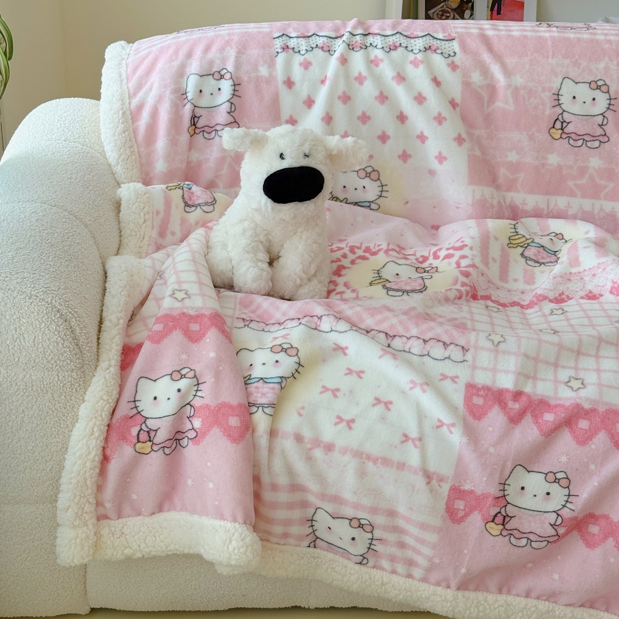 91家纺网 家纺一手货源 找家纺 顾里家纺 2025新款ins韩系少女牛奶羊羔绒盖毯毛毯 喵友派对