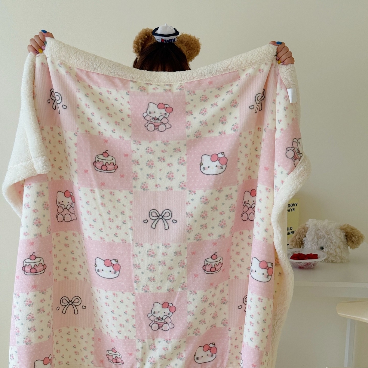 91家纺网 家纺一手货源 找家纺 顾里家纺 2025新款ins韩系少女牛奶羊羔绒盖毯毛毯 碎花拼接猫咪