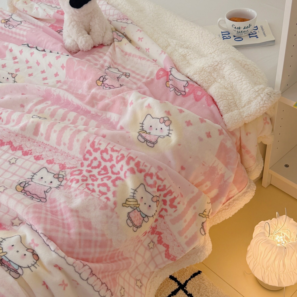 91家纺网 家纺一手货源 找家纺 顾里家纺 2025新款ins韩系少女牛奶羊羔绒盖毯毛毯 喵友派对