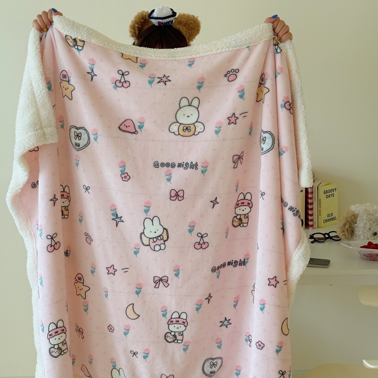 91家纺网 家纺一手货源 找家纺 顾里家纺 2025新款ins韩系少女牛奶羊羔绒盖毯毛毯 碎花小兔