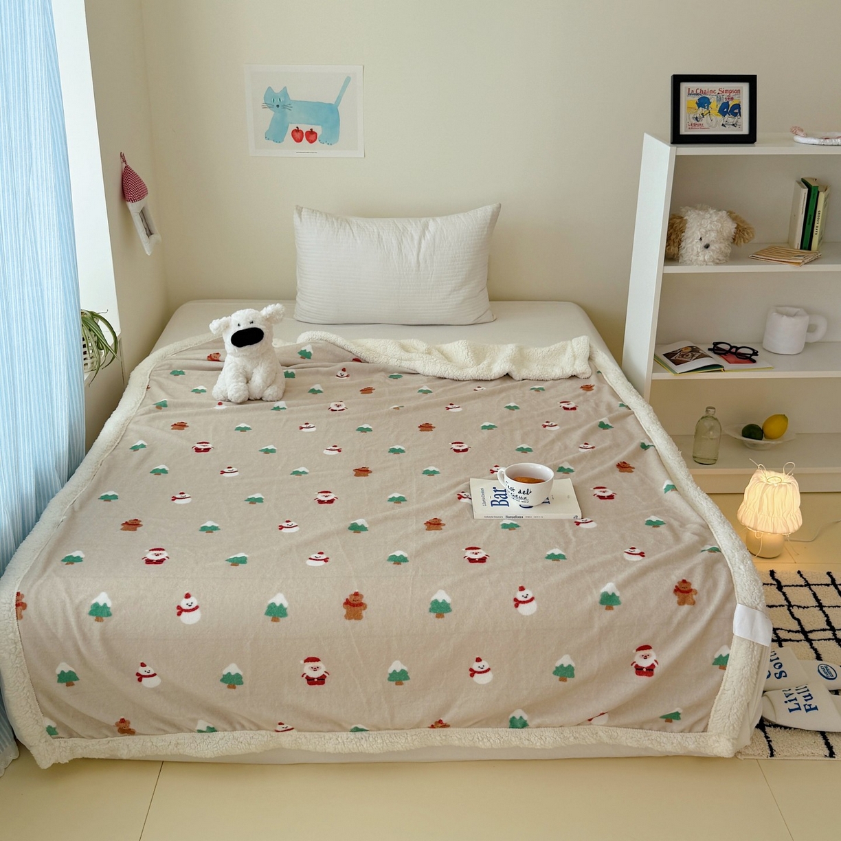 91家纺网 家纺一手货源 找家纺 顾里家纺 2025新款ins韩系少女牛奶羊羔绒盖毯毛毯 圣诞气息