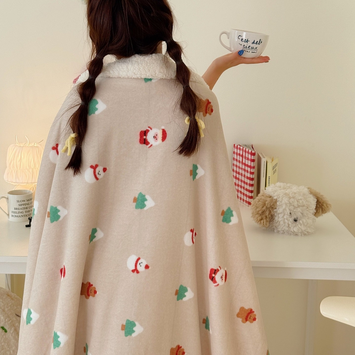 91家纺网 家纺一手货源 找家纺 顾里家纺 2025新款ins韩系少女牛奶羊羔绒盖毯毛毯 圣诞气息