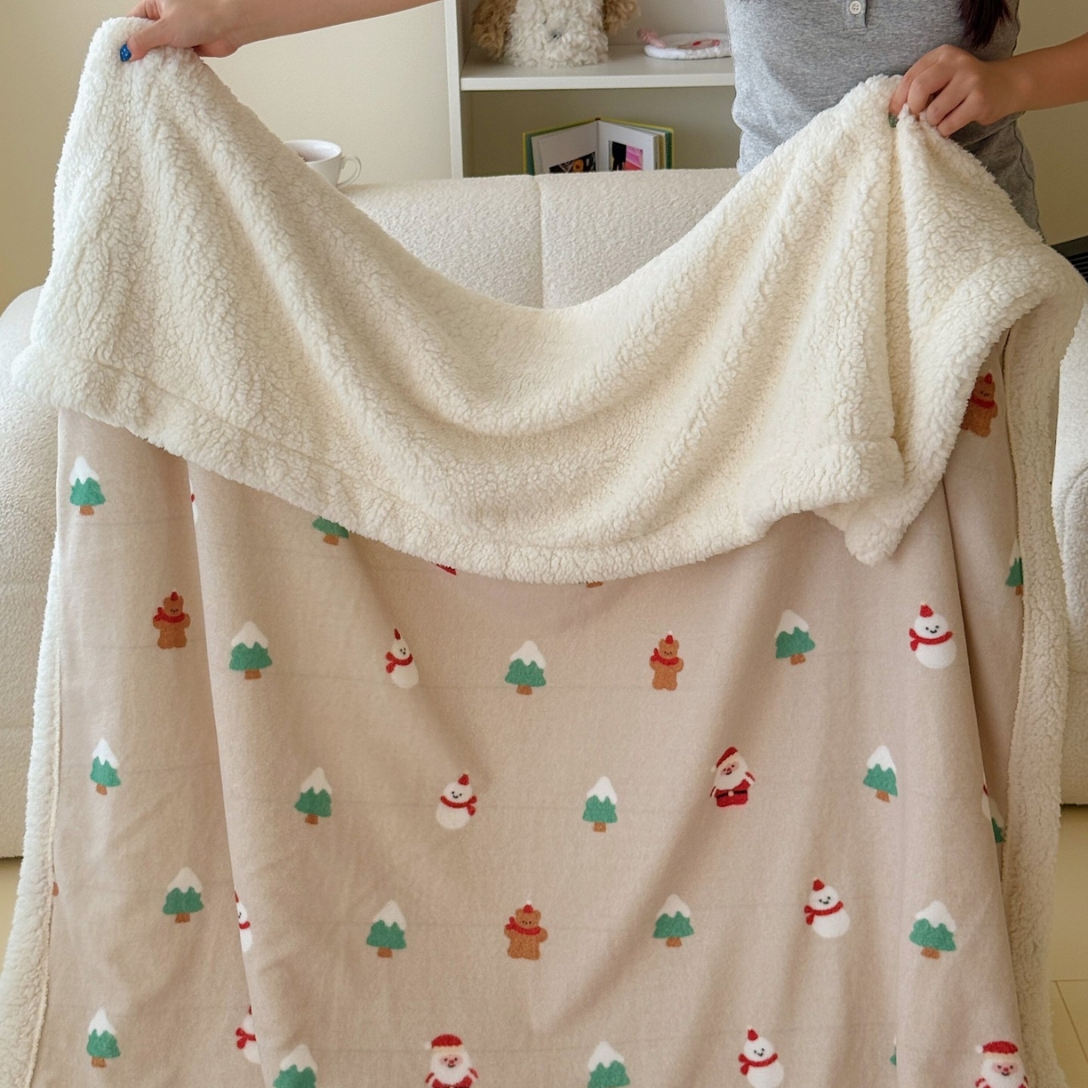 91家纺网 家纺一手货源 找家纺 顾里家纺 2025新款ins韩系少女牛奶羊羔绒盖毯毛毯 圣诞气息