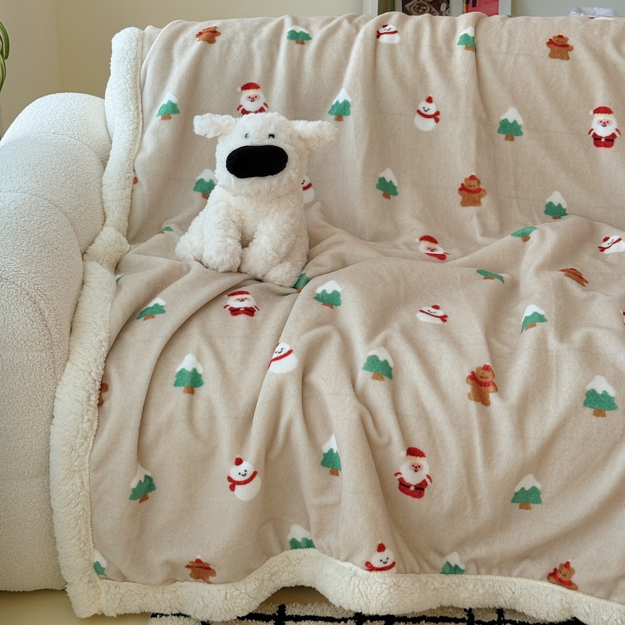 91家纺网 家纺一手货源 找家纺 顾里家纺 2025新款ins韩系少女牛奶羊羔绒盖毯毛毯 圣诞气息