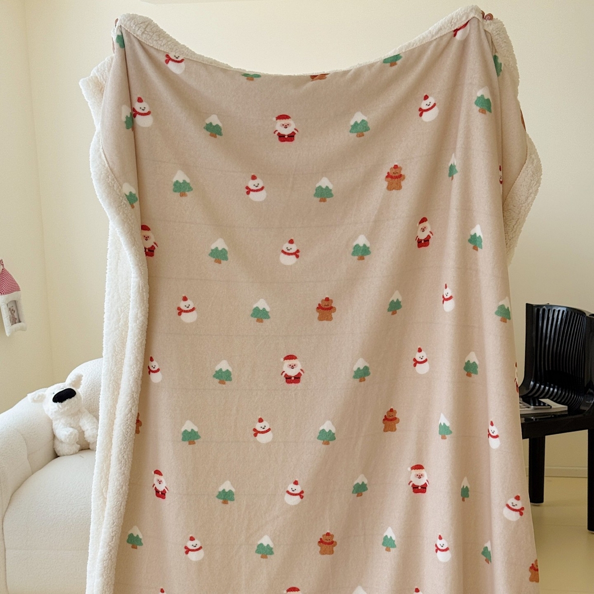 91家纺网 家纺一手货源 找家纺 顾里家纺 2025新款ins韩系少女牛奶羊羔绒盖毯毛毯 圣诞气息